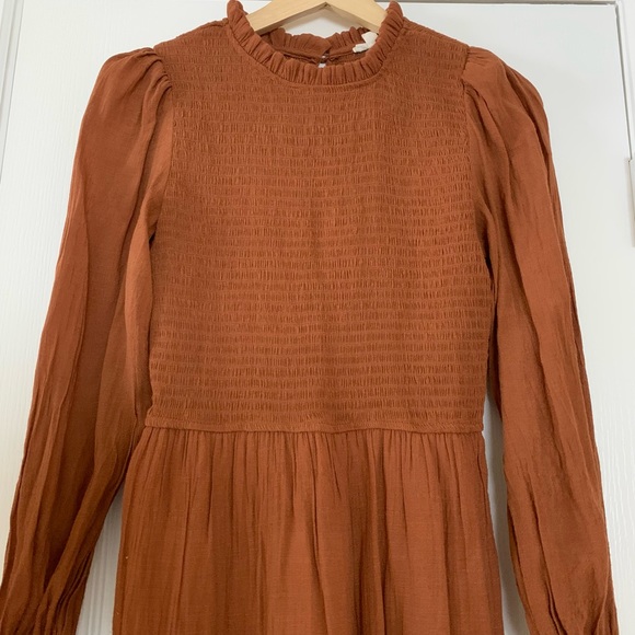 Smocked Brown Dress - Picture 2 of 3